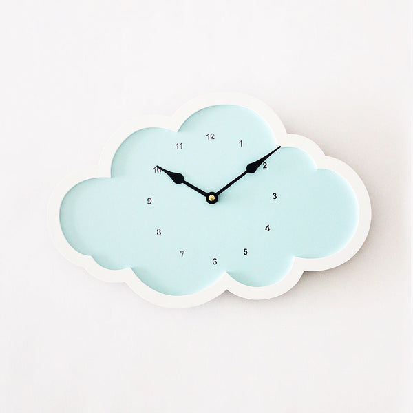 Cloud Clock - Blue - White Border